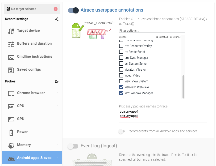 Atrace recording via UI
