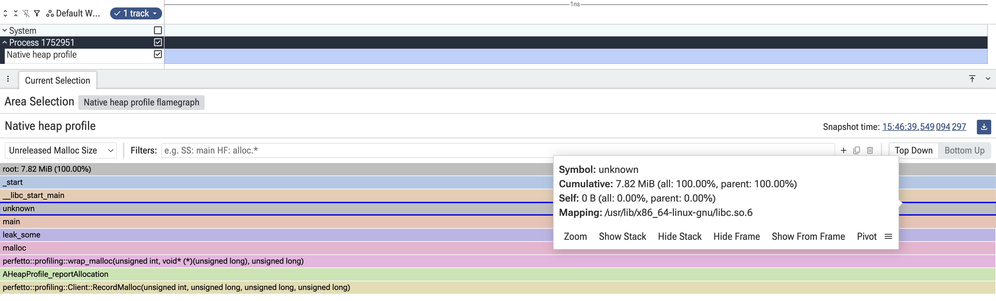 Linux host 模式 heap profile 火焰图