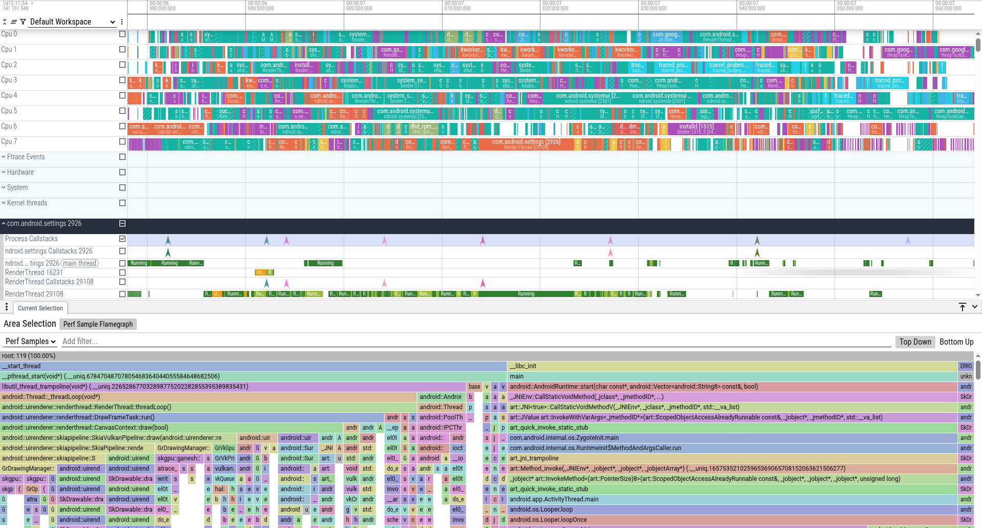 callstack profile in the UI
