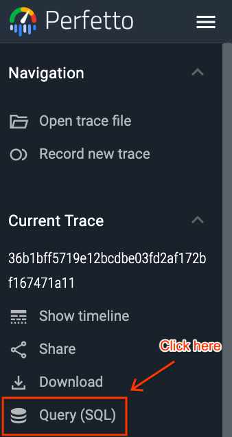 Perfetto UI Query SQL